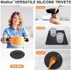 Silicone Trivet Mats - 1Heat Resistant Pot Holders, Multipurpose Non-Slip Hot Pads for Kitchen Potholders, Hot Dishers, Jar Opener, Spoon Holder, Food