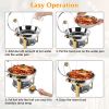 4 Pack Round Chafing Dish Buffet Set,Stainless Steel 4.76QT Round Buffet Servers and Warmers, Thick Stand Frame Catering Chafe with Mirror Covers,Food