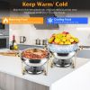 4 Pack Round Chafing Dish Buffet Set,Stainless Steel 4.76QT Round Buffet Servers and Warmers, Thick Stand Frame Catering Chafe with Mirror Covers,Food