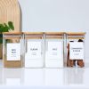 High Borosilicate Glass Spice Jar with Label and Bamboo Lid (24 x 8 Ounces), Spice Container with 72 Printed Labels and 20 Handwritten Labels, Empty S