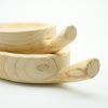 Set of 2 Handcrafted Natural Wood Leaf-Shaped Trays with Handles