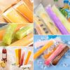 320 Pcs Disposable Beverage Packaging Bag Ice Popsicle Mold Bags with 2 Pcs Orange Funnels DIY Ice Lolly Bags BPA Free Freezer Tubes With Zip Seals fo