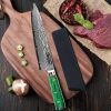 Qulajoy Japanese Chef Knife 8 Inch,67 Layers Damascus VG-10 Steel Core,Professional Hammered Kitchen Knife,Handcrafted With Ergonomic Bamboo Shape Han