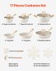 17 Piece Pots and Pans Set Granite Nonstick Kitchen Cookware Induction White