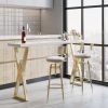 Set of 2 Modern Adjustable Swivel Velvet Bar Stools with Upholstery White