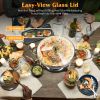 4 Pack Round Chafing Dish Buffet Set,Stainless Steel 4.76QT Round Buffet Servers and Warmers, Thick Stand Frame Catering Chafe with Mirror Covers,Food