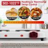 2000W Electric Infrared Dual Burner Portable Heating Hot Plate Stove Countertop RV Hotplate with 7.5' & 6.3' Glass Cooktop Stepless Temperature Adjust
