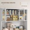 HOMCOM 68" Storage Pantry Cupboards, Freestanding Cabinet w/ 2 Tilt Out Cabinets & Build-in Charging Station for Dining Room, White