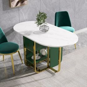 59.1" Modern Rectangle Leaf Folding Wood Dining Table with Storage Seats 4-6 People