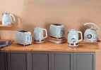 PS823NT Rapid Boiling Electric Kettle, Light Blue Floral Electric Kettle, Retro STRIX Temperature Controller + Water Level Gauge, 2200W,1.8L SUS304, N