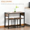 HOMCOM Industrial Dining Table Set for 2 Compact Kitchen Table and Chairs Rustic Brown for Small Spaces