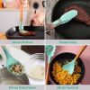 11Pcs Silicone Cooking Utensil Set Heat Resist Wooden Handle Silicone Spatula Ladle Spaghetti Server Tongs Spoon Egg whisk Kitchenware Set w/ Holder