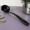 (6 pack) Kitchen Ladle, Black, Nylon, Soft Grip Handle, Dish Washer Safe