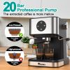 IAGREEA Espresso Coffee Machine 20 Bar High Pressure Extraction, Cafeteras Electricas Modernas With Led Display, 50 OZ Detachable Tank For Barista And