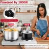 2000W Electric Infrared Dual Burner Portable Heating Hot Plate Stove Countertop RV Hotplate with 7.5' & 6.3' Glass Cooktop Stepless Temperature Adjust
