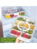 Food Grade Snack Box with 8 Removable Compartments and Lid, Airtight Food Storage Tray with Foldable Handle, Multi-Purpose Container for Fruits Nuts C