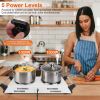 Portable Dual Burner Electric Stove - 2000W Power, 5 Temperature Levels, 5.5in Coils, Fast Even Cooking, Fits Flat Cookware, Ideal for Apartments/RVs,