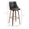 HOMCOM Bar Stools Set of 2 Counter Height Swivel PU Leather Tufted Back Footrest Black for Dining Room