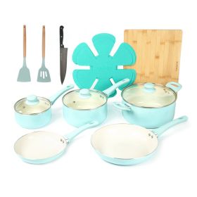 HAWOK Kitchen Ceramic Non-stick coating Induction Cookware Sets - 15 Piece pressed Aluminum Pots and Frying Sauce Pans Set with BAKELITE Handles and G HAWOK Kitchen Ceramic Non-stick coating Induction Cookware Sets - 15 Piece pressed Aluminum Pots and Frying Sauce Pans Set with BAKELITE Handles and G