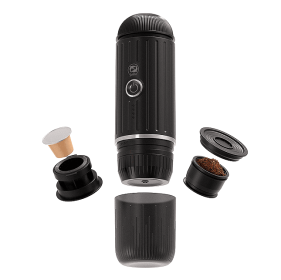 PSME2218B 100W Car coffee machine 2in1 capsule + coffee powder heated 88-92°C brewing extraction wireless charging endurance extraction coffee 150 cup (PSME2218B: PSME2218B)