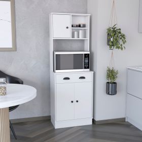 Selmer Pantry Cabinet with Drawer and Three-Doors (Color: White)