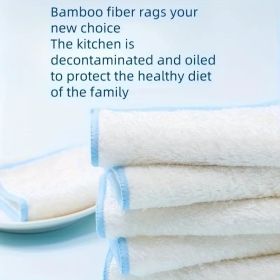 5pcs Of 10 Non-stick Rags, Kitchen Scouring Pads, Bamboo Fiber Brush Dishes, Household Cleaning Wipes, Bamboo Fiber Dishcloths (Quantity: 10 white strips)