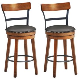 25.5-Inch 360-Degree Bar Swivel Stools with Leather Padded (Quanlity: 2)
