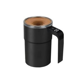 Stainless Steel Self-Stirring Coffee Cup with LED Digital Display (Type: Coffee Mug, Color: Black)