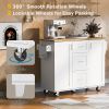 Rolling Kitchen Island with Storage, Kitchen Cart with Rubber Wood Top, 3 Drawer, 2 Slide-Out Shelf and Internal Storage Rack, Kitchen Island on Wheel