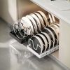 Pull Out Pots and Pans Organizer for Cabinet - 8 Adjustable Dividers, Tool-Free Installation, Damping Rail for Smooth Access, Sturdy Anti-Rust Carbon