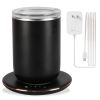 Self Stirring Coffee Mug with Lid Temperature Control Self-Heating Automatic Magnetic Mixing Mug with 3 Heat Settings Auto-Off Function For Coffee Tea