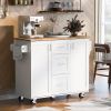 Rolling Kitchen Island with Storage, Kitchen Cart with Rubber Wood Top, 3 Drawer, 2 Slide-Out Shelf and Internal Storage Rack, Kitchen Island on Wheel